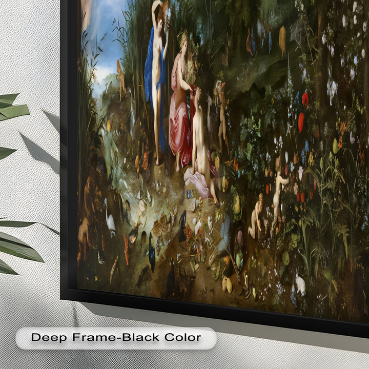 The Garden of Earthly Light – Mythological Forest Scene Oil Painting