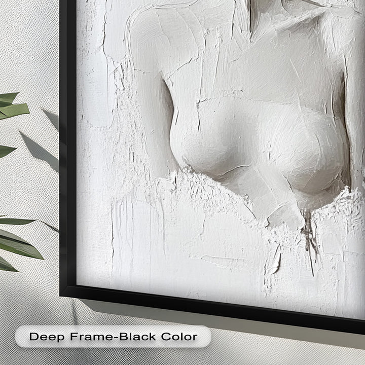 Silent Form – Minimalist White Abstract Female Oil Painting