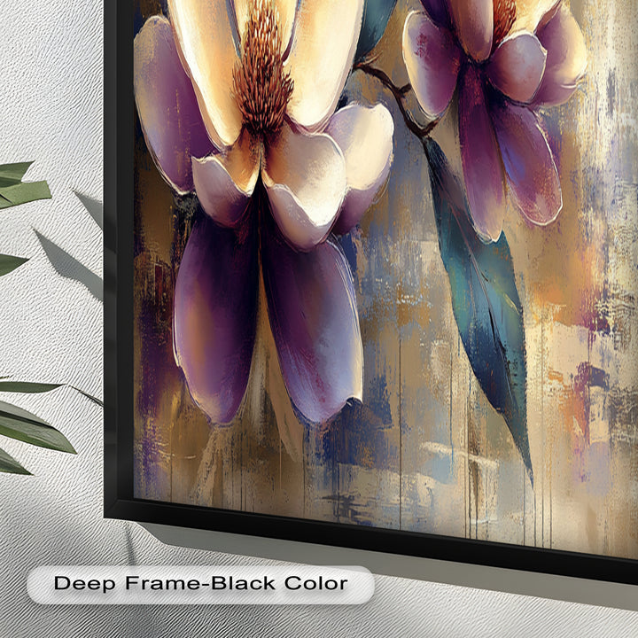 Golden Magnolia Blossoms – Modern Floral Oil Painting