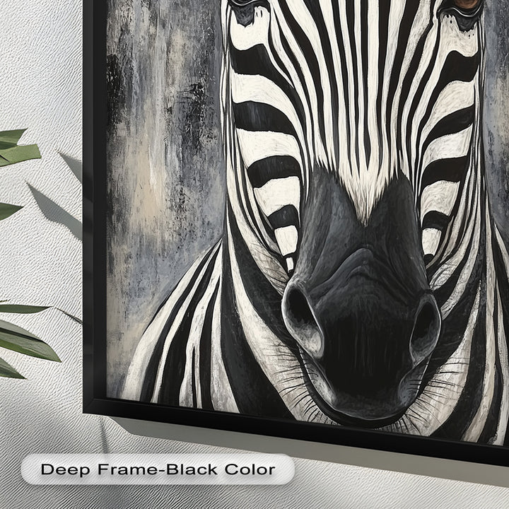 Zebra Portrait – Bold Black and White Animal Oil Painting