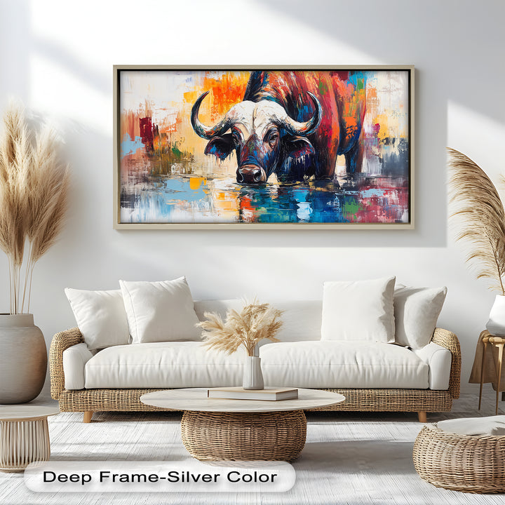 Water Buffalo at River’s Edge – Oil Painting