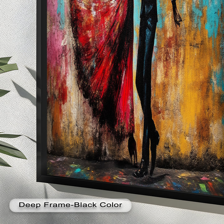 Whirl of Passion – Dancing Lovers in Red Love Oil Painting