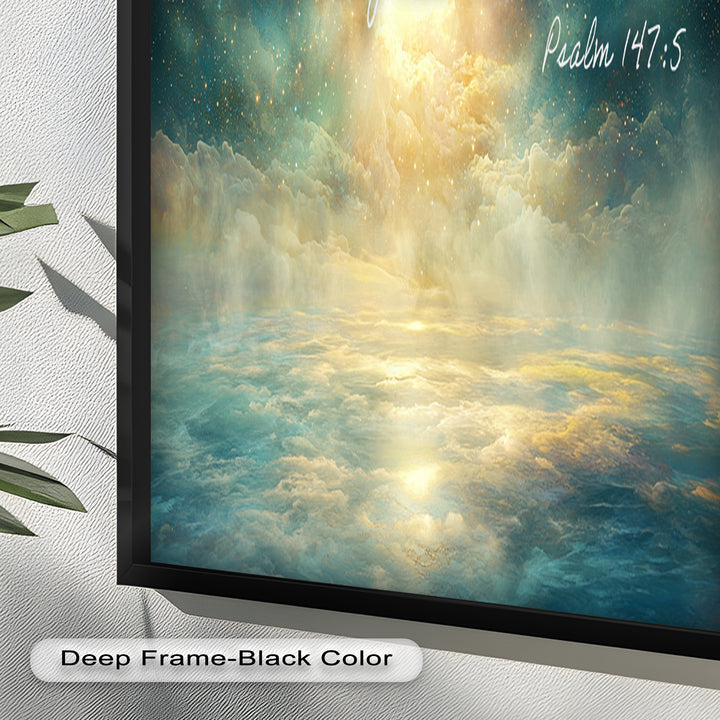 Psalm 147:5 – Mighty in Power Bible Verse Oil Painting