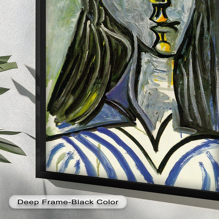 Striped Muse in Pink Hat – Picasso Oil Painting