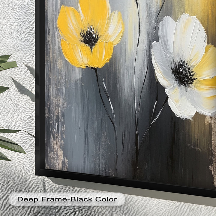 Golden Harmony – Yellow and White Floral Oil Painting