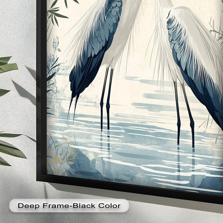 Twin Herons in Harmony – Bird Oil Painting