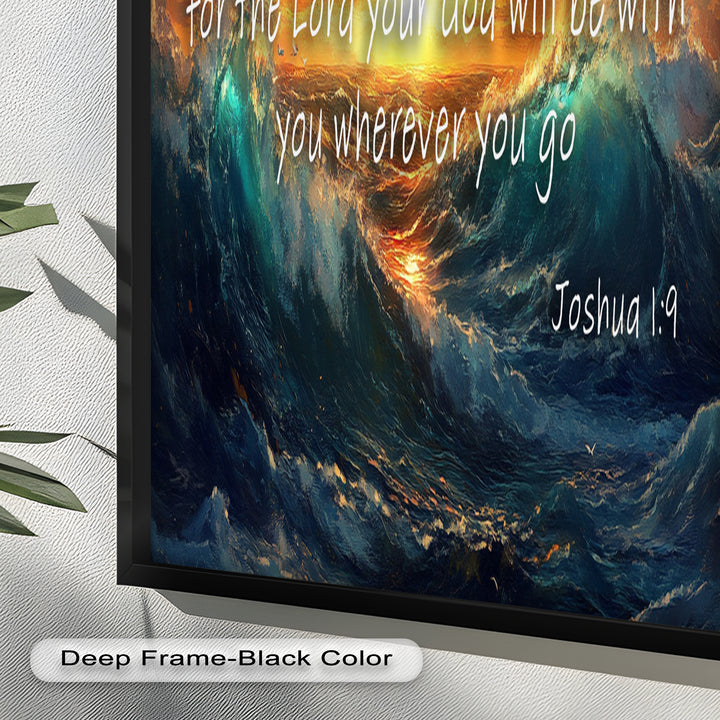 Joshua 1:9 – Courage & Strength Bible Verse Oil Painting