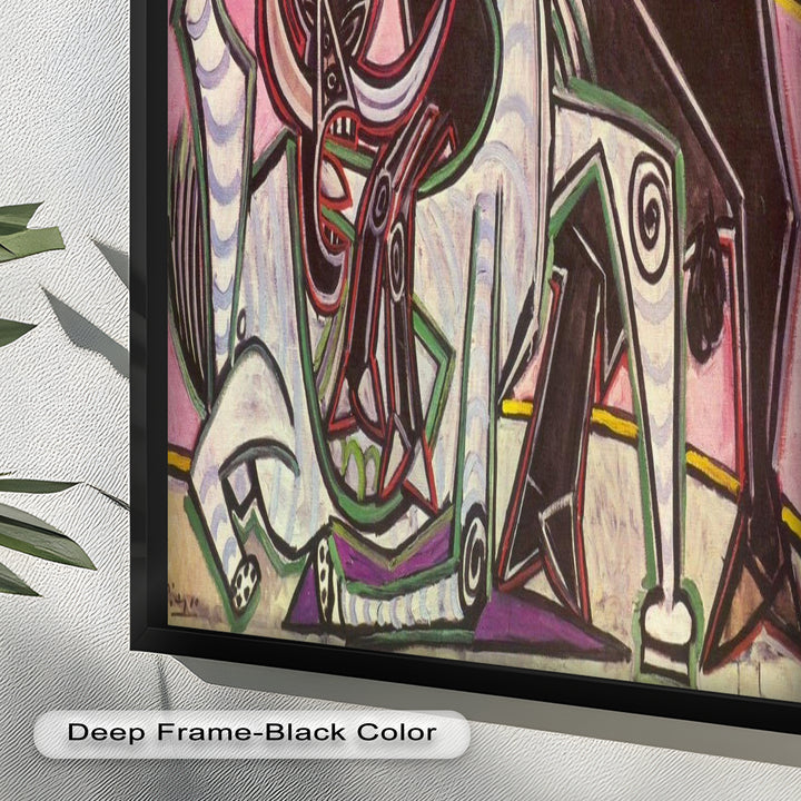 Abstract Bullfight Scene Wall Decor – Cubist Oil Painting