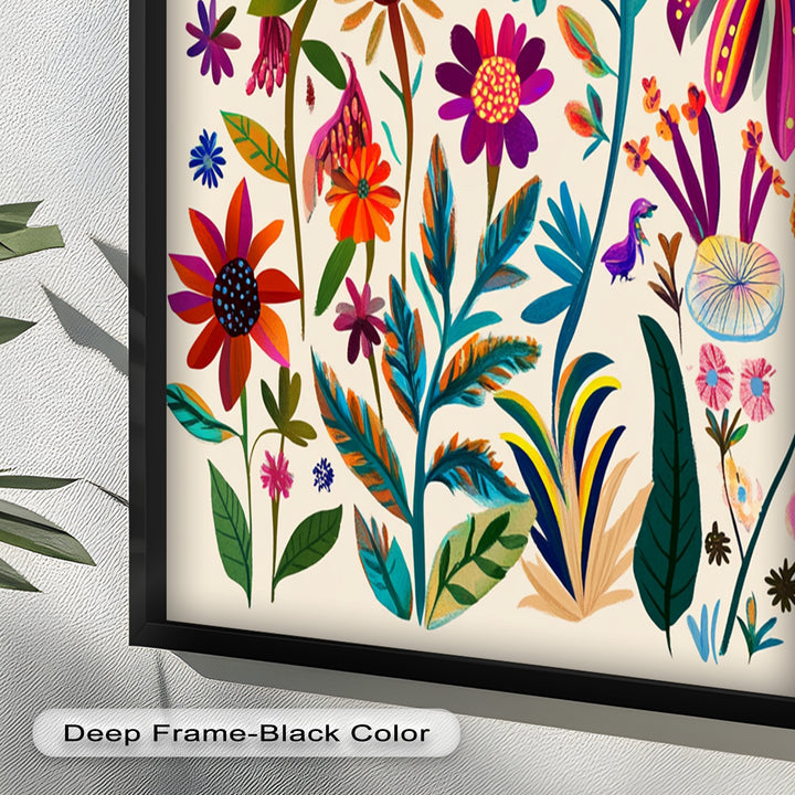 Wild Bloom Symphony – Vibrant Botanical Oil Painting
