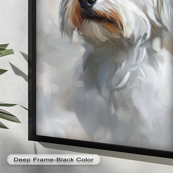 Snowy Gaze – White Maltese Portrait Animal Oil Painting