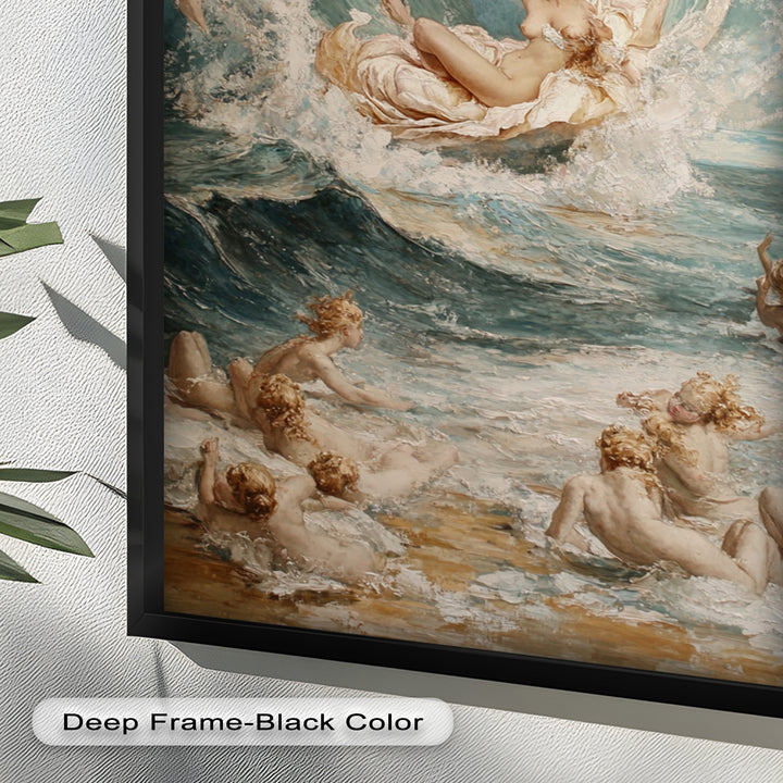 Birth of the Wave – Mythological Goddess and Cherubs Oil Painting