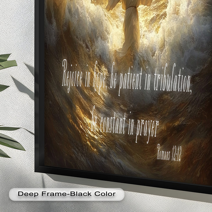 Romans 12:12 – Faith & Perseverance Bible Verse Oil Painting