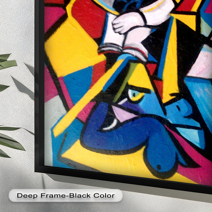 Cubist Woman with Cat Wall Art – Abstract Oil Painting