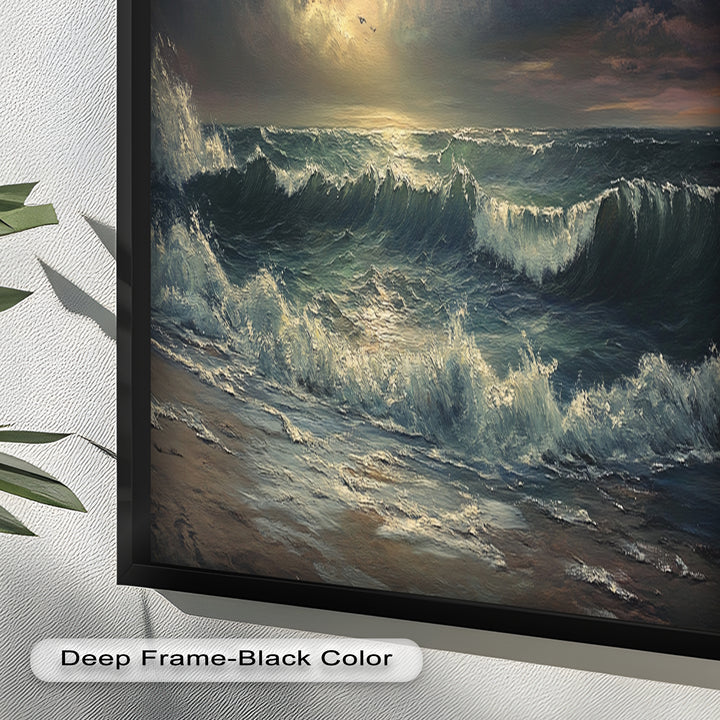 Ocean Sunset Wall Art - Storm Seascape Oil Painting