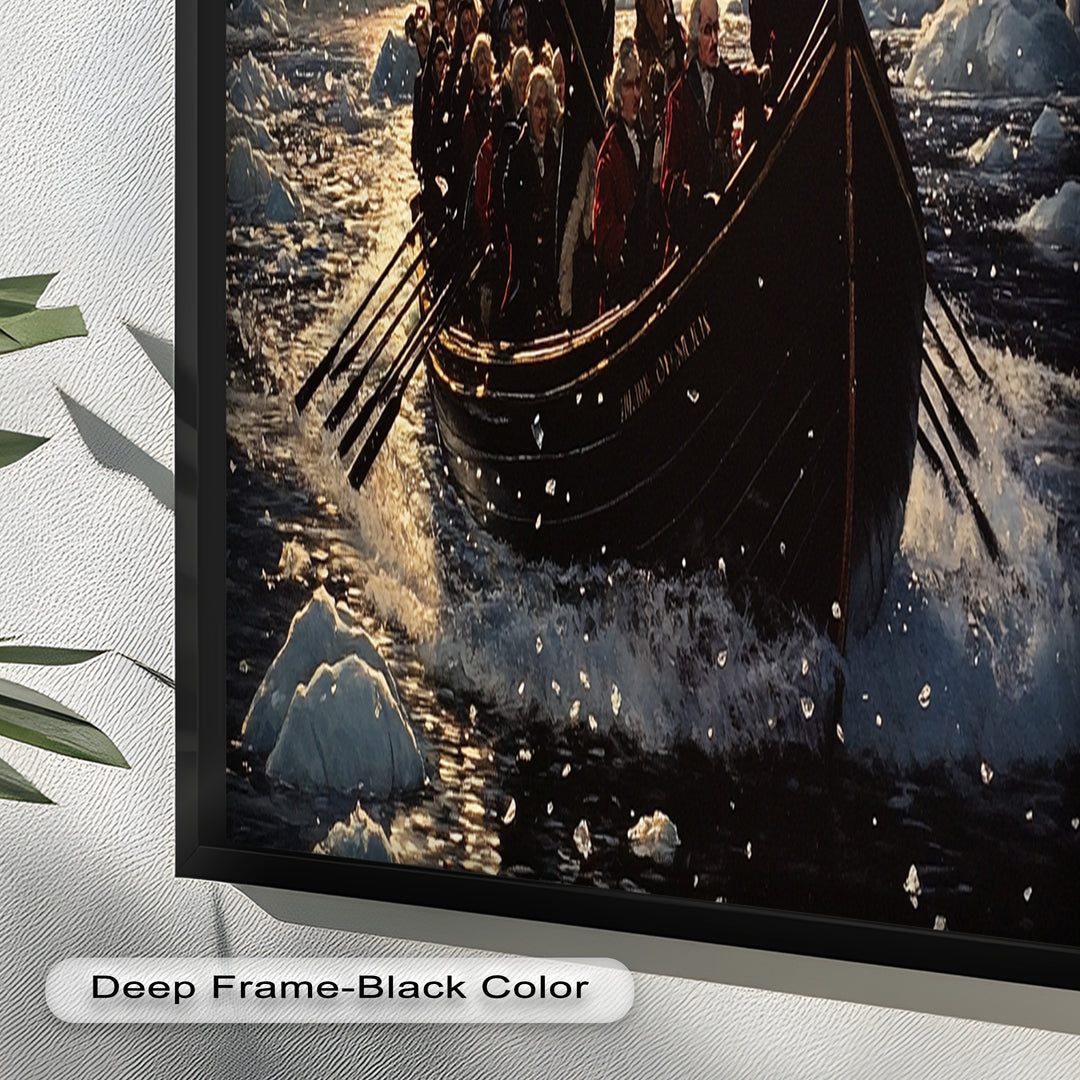 Crossing the Ice – Patriotic Revolutionary Boat Oil Painting