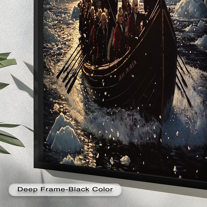Crossing the Ice – Patriotic Revolutionary Boat Oil Painting