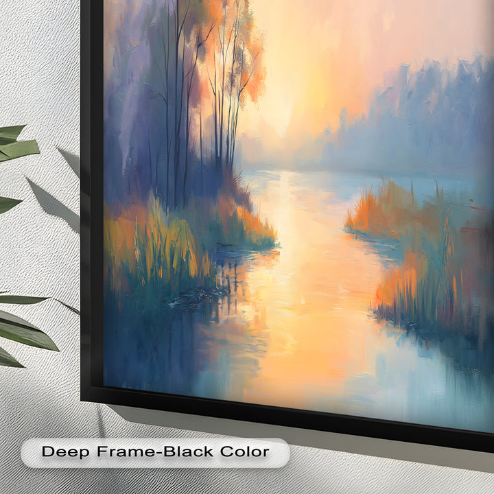 Sunrise on a Cold Morning – Framed Landscape Oil Painting