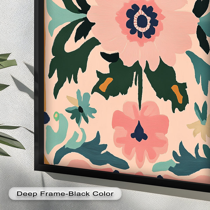Folk Bloom – Symmetrisches Boho-Blumenölgemälde