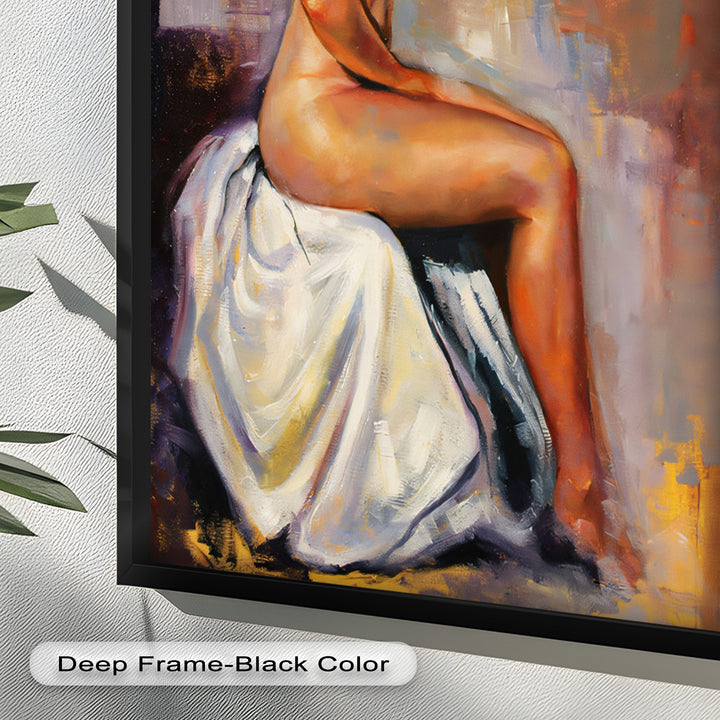 Poised in Silence – Figurative Nude Abstract Oil Painting