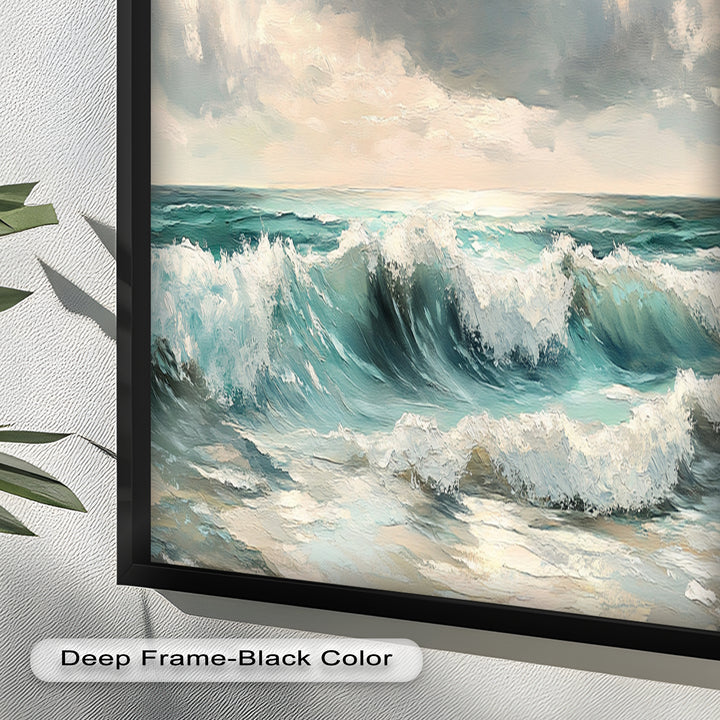 Coastal Wall Art - Turquoise Wave Seascape Oil Painting