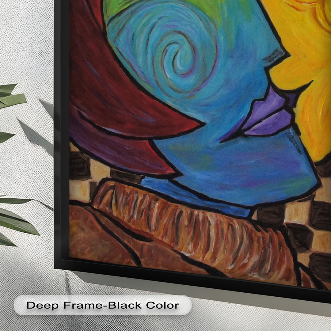 Dual Emotions – Vibrant Abstract Portrait Picasso Oil Painting