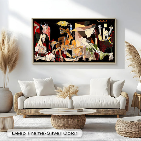 Geometric elements define the fragmented planes and cubist style of this Picasso-inspired abstract portrait, showcasing the unique character of this oil painting art piece.