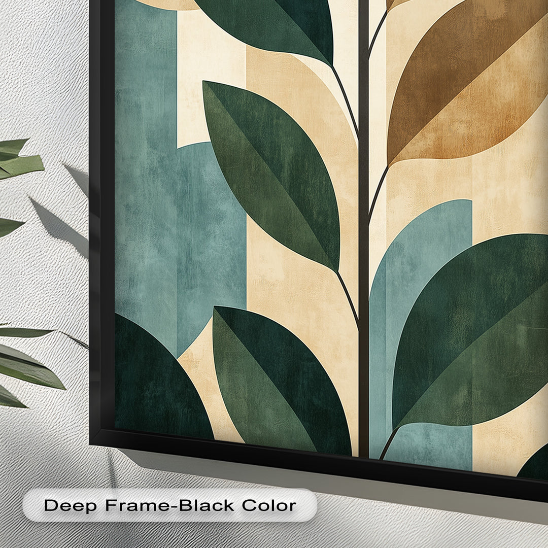 Geometric Botanical – Mid-Century Modern Leaf Oil Painting