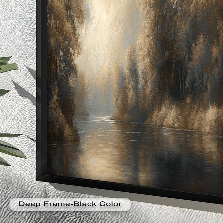 Serene River Landscape Wall Art – Modern Oil Painting