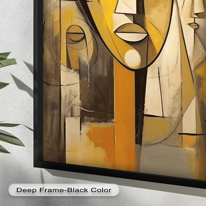 Amber Contours – Abstract Portrait Series in Picasso Oil Painting
