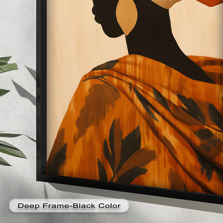 Afrikanische Frau Silhouette Kunst - Gerahmtes Ölgemälde