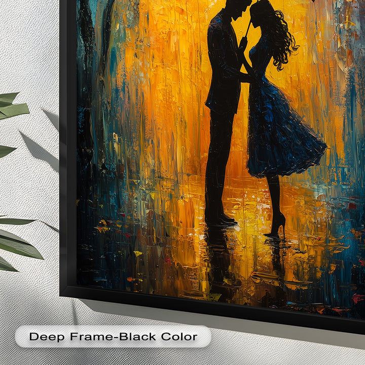 Lovers Under Autumn Glow – Romantic Couple Oil Painting