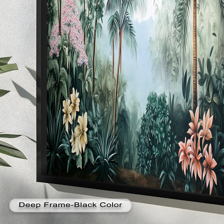 Floral Tropics Oasis – Palm Tree Oil Painting