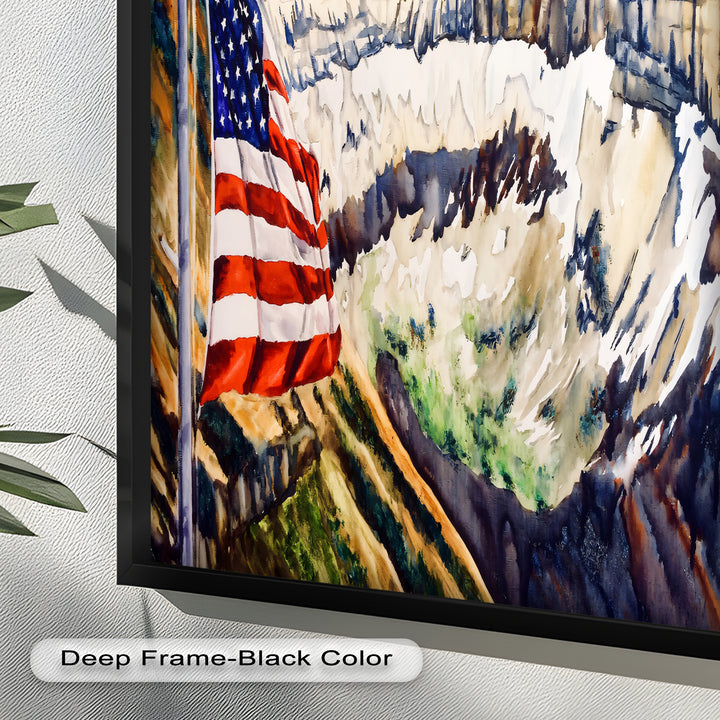 Amerikanische Flagge und Weißkopfseeadler - Patriotisches Ölgemälde