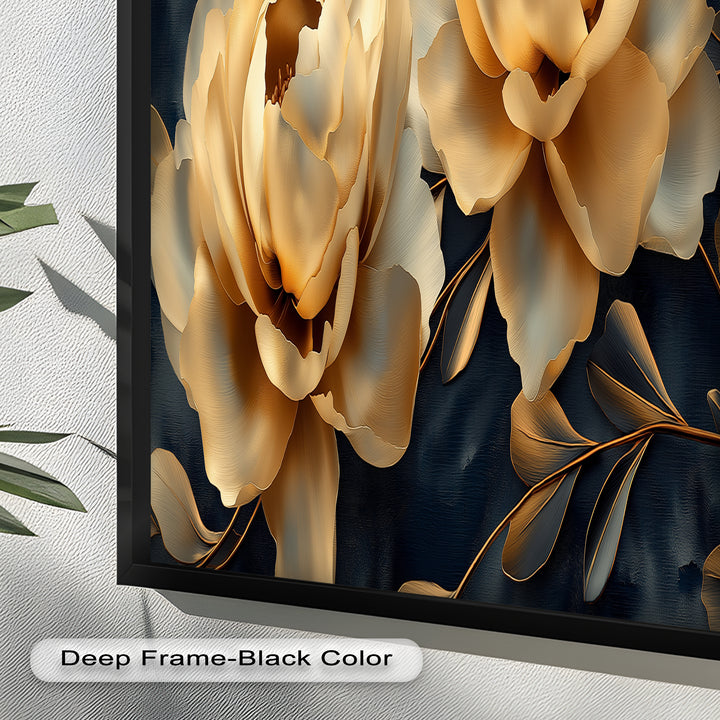 Golden Bloom Elegance – Flower Oil Painting