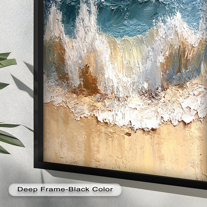 Coastal Beach Wall Art - Crashing Waves Seascape Oil Painting