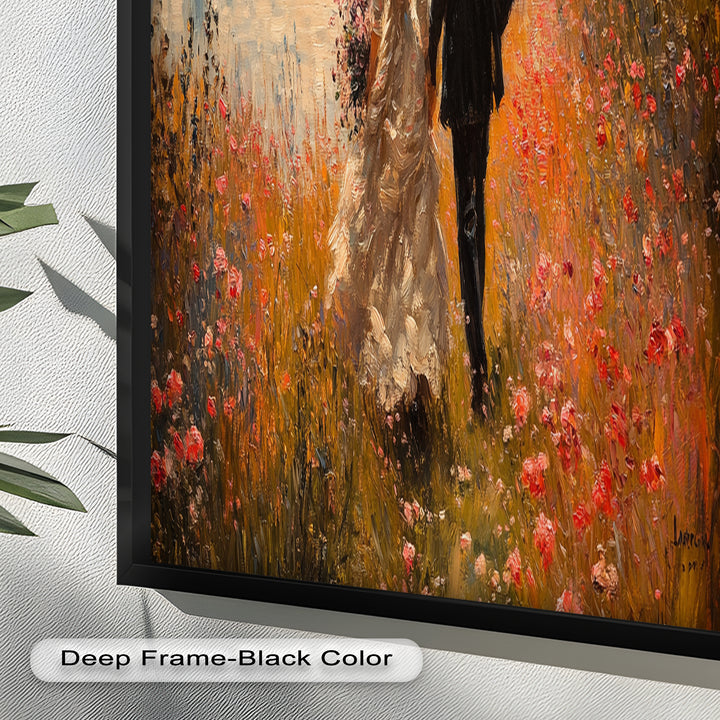 A Walk to Remember – Impressionist Couple in Blooming Field Oil Painting