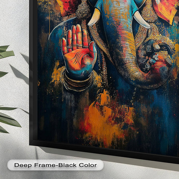 Ganesha Segen Wandkunst – Religiöses Ölgemälde