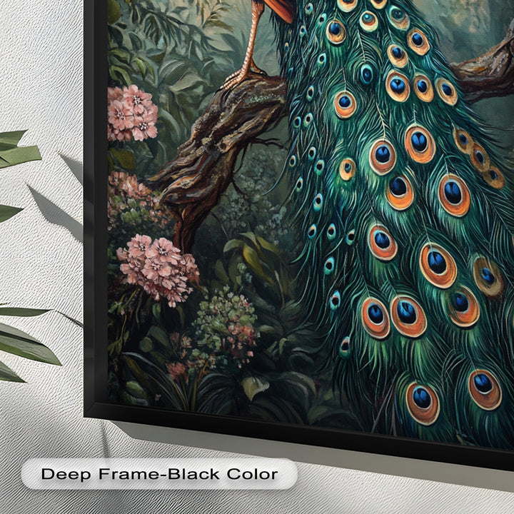 Peacock Among Blossoms – Regal Garden Beauty Animal Oil Painting