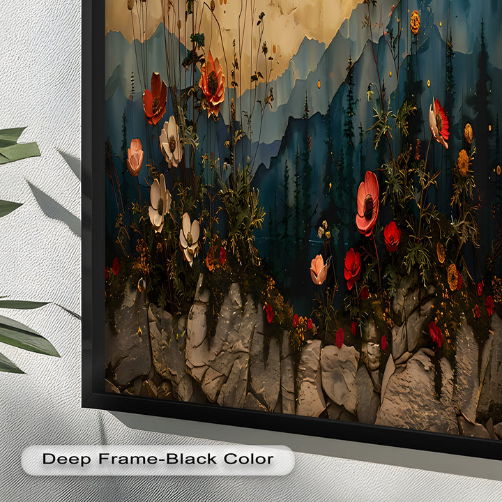 Golden Moon Wall Art-Forest Landscape Oil Painting