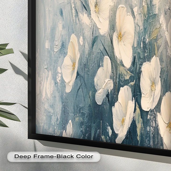 White Wildflower Art – Elegant Floral Oil Painting