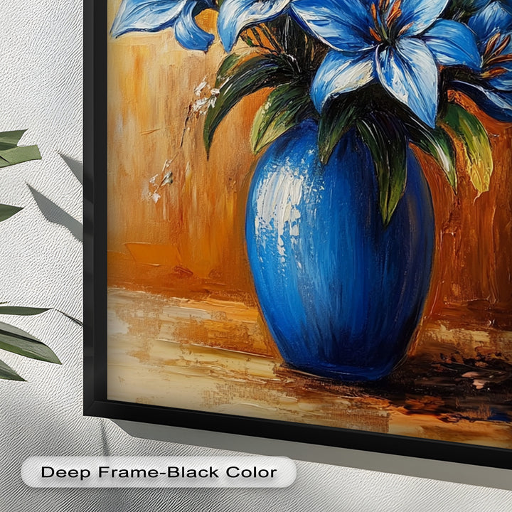 Azure Blossoms in a Blue Vase – Flower Oil Painting
