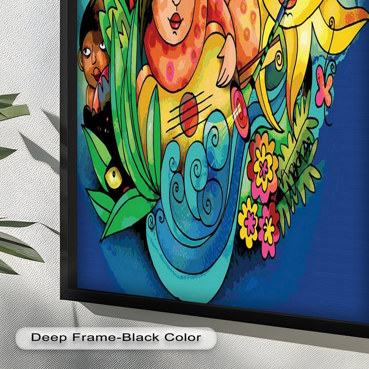 Colorful Surreal Art Print – Sunshine Framed Oil Painting