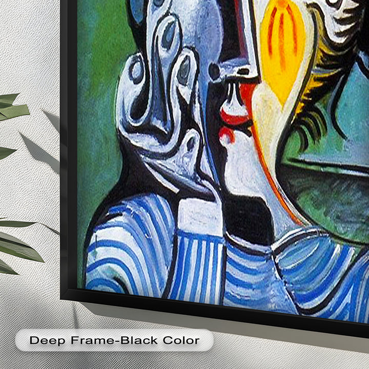 Striped Elegance – Picasso Cubist Portrait Oil Painting