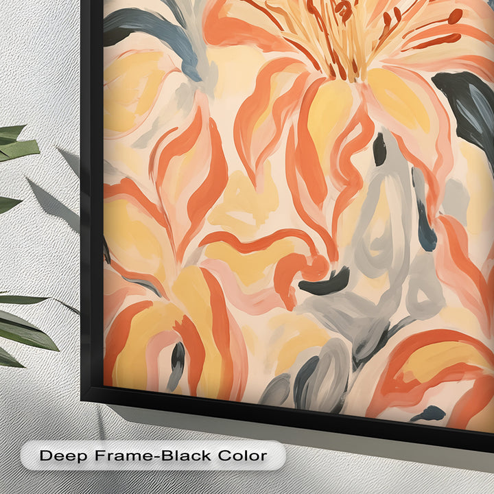 Sunlit Lilies – Abstract Coral Flower Oil Painting
