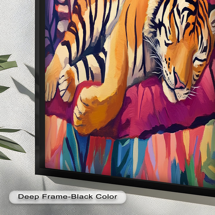 Resting Tiger Oil Painting – Fauvist Jungle Art