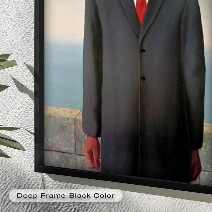 The Hidden Face – Surrealist Gentleman with Green Apple Oil Painting