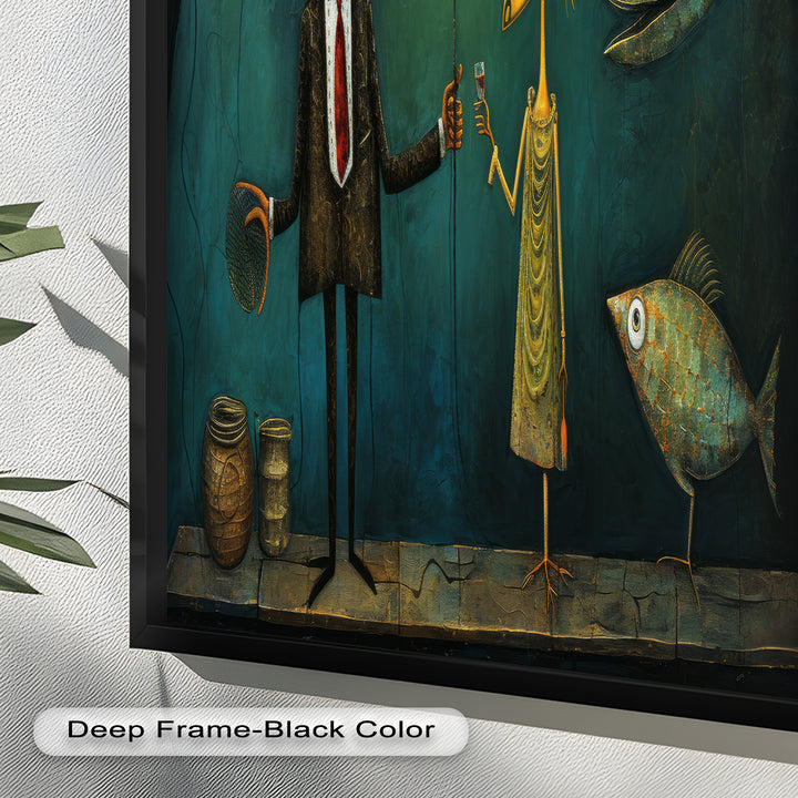 Moonlight Toast – Whimsical Surrealist Underwater Picasso Oil Painting