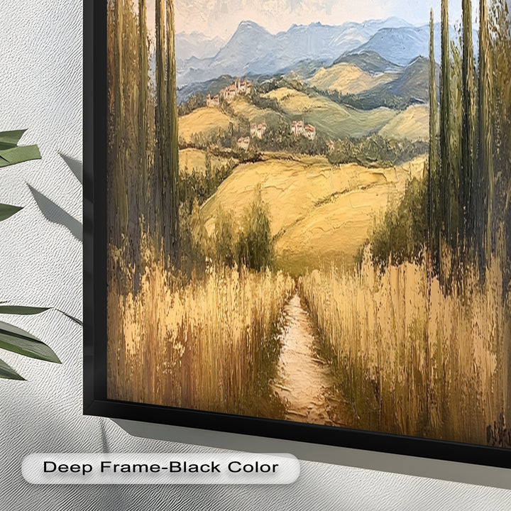 Vintage Aerial View – Scenic Countryside Oil Painting