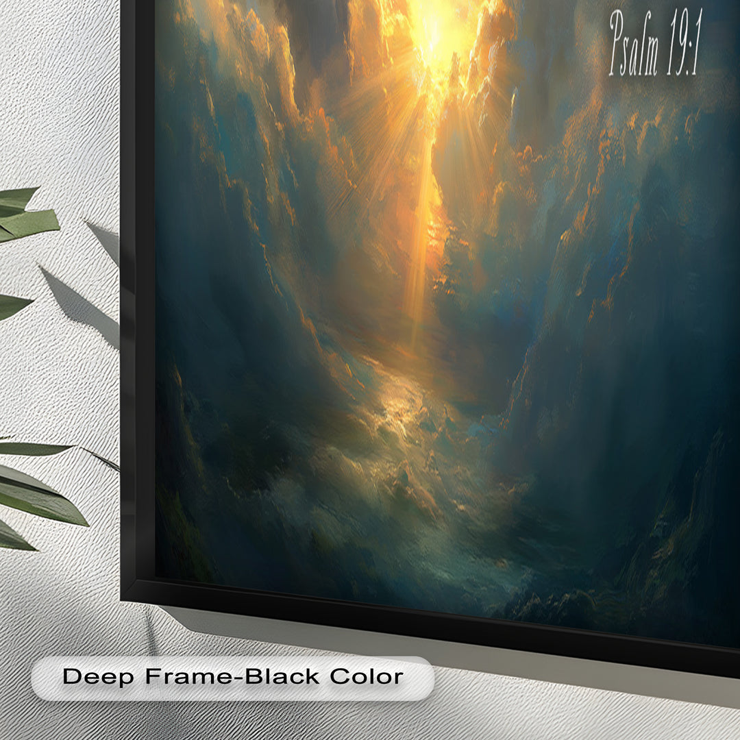Psalm 19:1 – The Heavens Declare Bible Verse Oil Painting