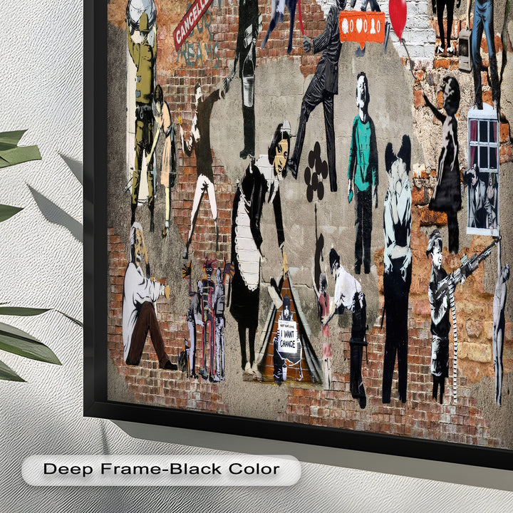 Voices on the Wall – Iconic Banksy Collage Oil Painting